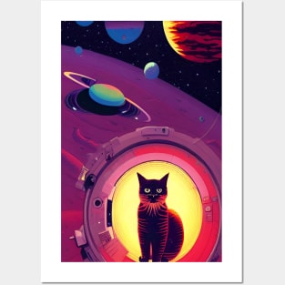 Cat On Space Comic Artwork Style Posters and Art